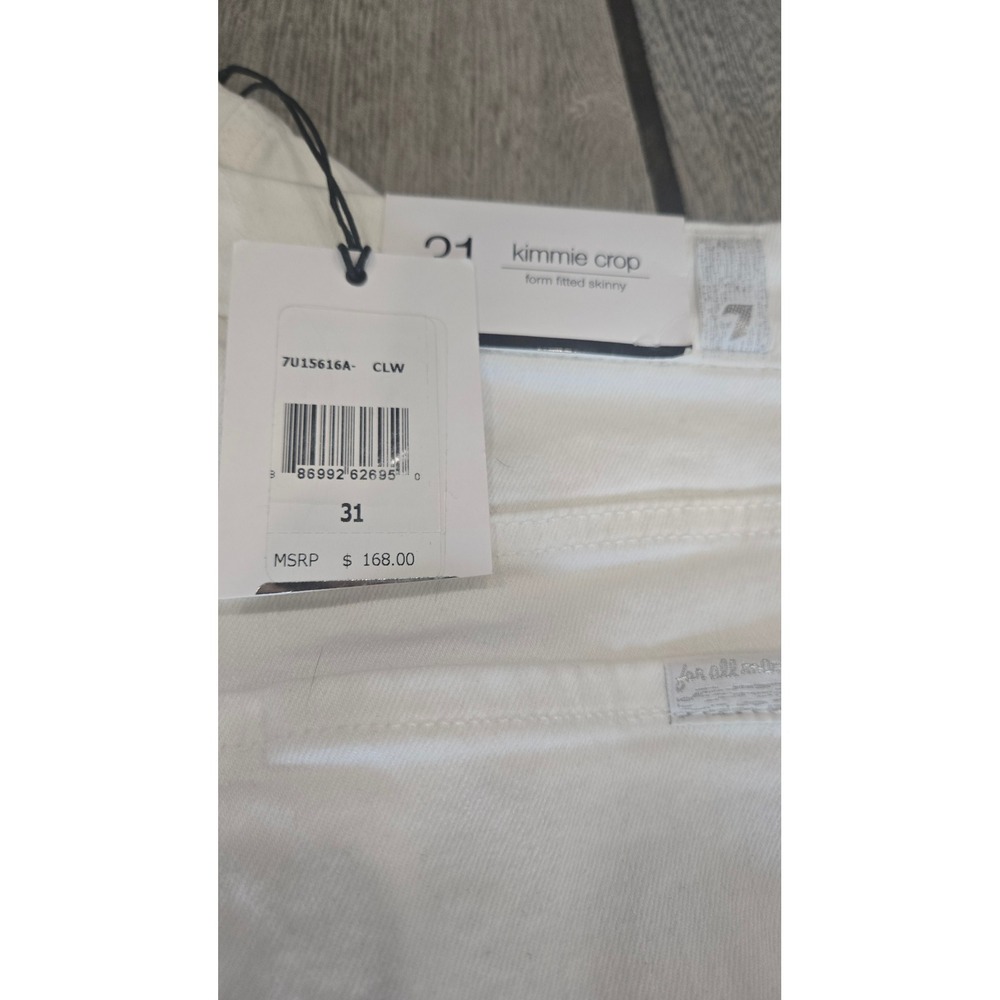 7 For All Mankind Kimmie‎ Crop White Jeans Form Fitted Skinny Size 31 - Picture 5 of 6